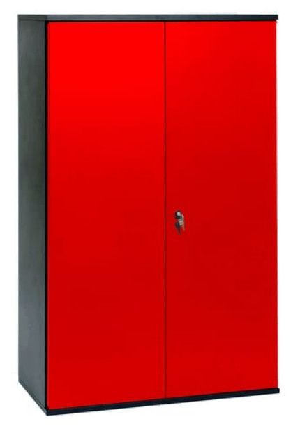 Armoire de bureau métallique 2 portes rouge et noir Folia L 80 x H 105 x P 41 cm - Photo n°1