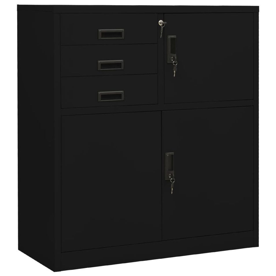 Armoire de bureau Noir 90x40x102 cm Acier 2 - Photo n°1