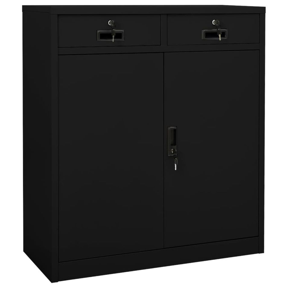 Armoire de bureau Noir 90x40x102 cm Acier - Photo n°1