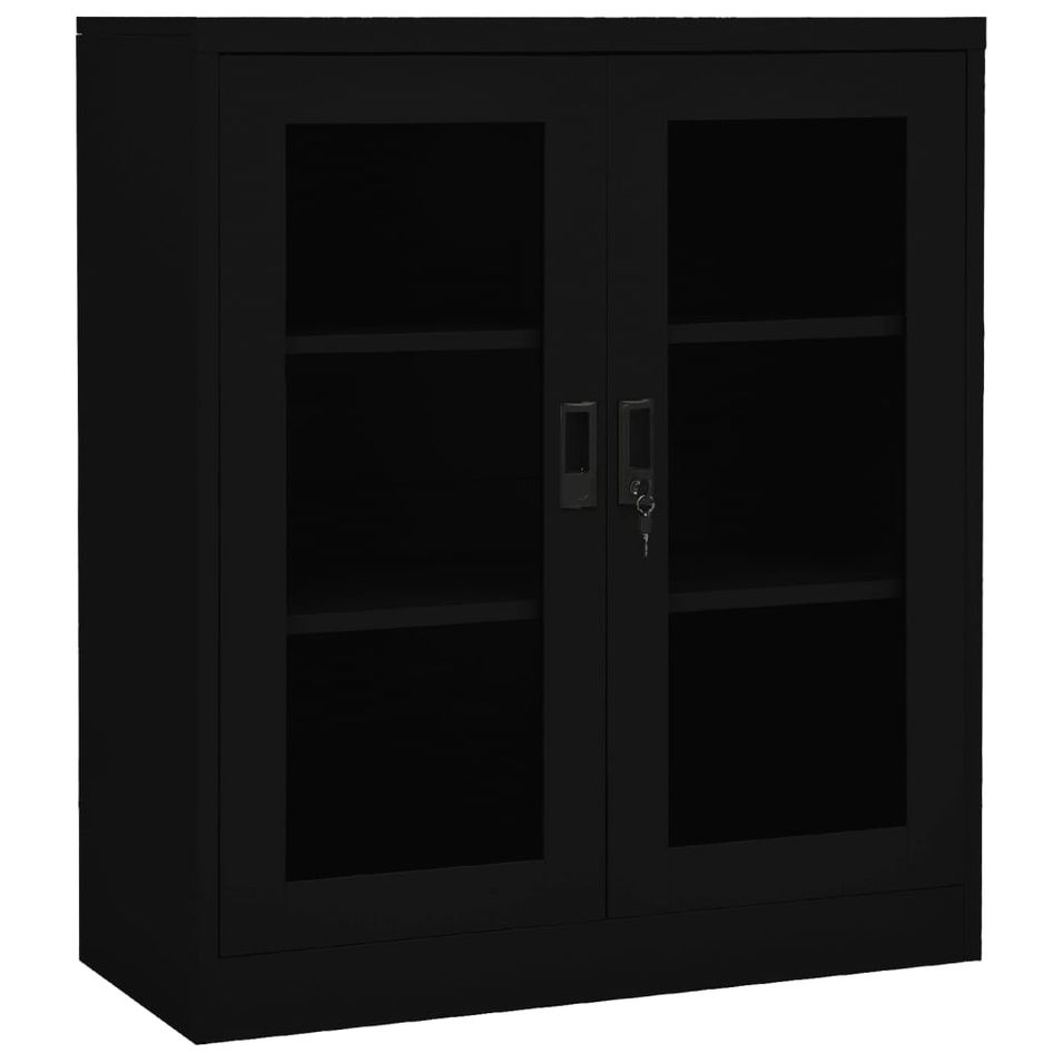 Armoire de bureau Noir 90x40x105 cm Acier - Photo n°1