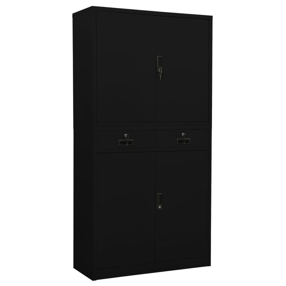 Armoire de bureau Noir 90x40x180 cm Acier 4 - Photo n°1