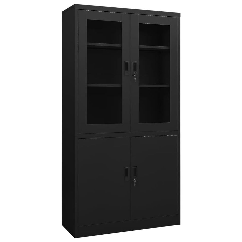 Armoire de bureau Noir 90x40x180 cm Acier 2 - Photo n°1