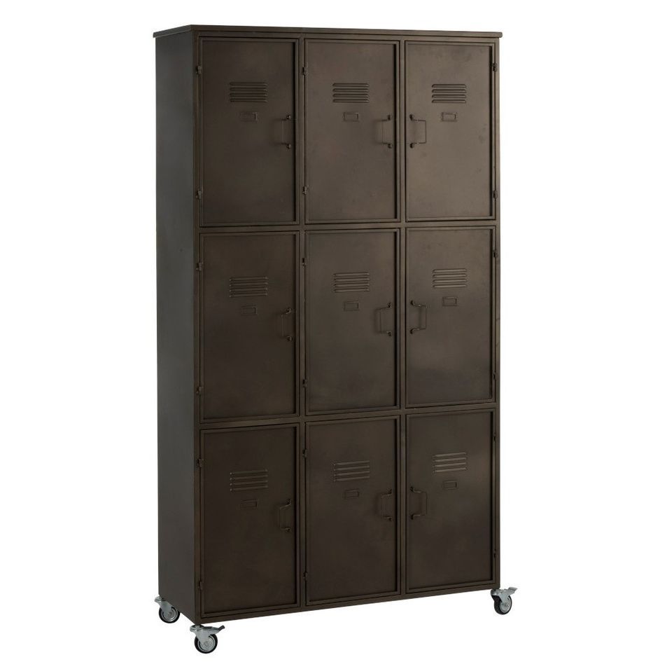 Armoire de bureau sur roulettes 9 portes métal gris Bothar - Photo n°1