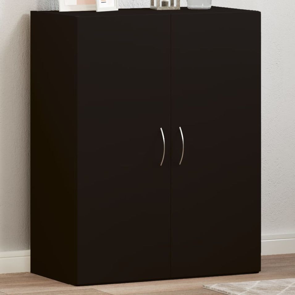 Armoire de classement noir 60x32x77,5 cm bois d'ingénierie - Photo n°1