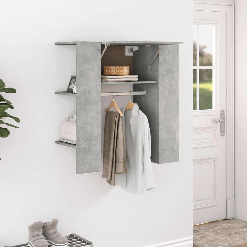 Armoire de couloir Gris béton 97,5x37x99 cm Bois d'ingénierie - Photo n°1