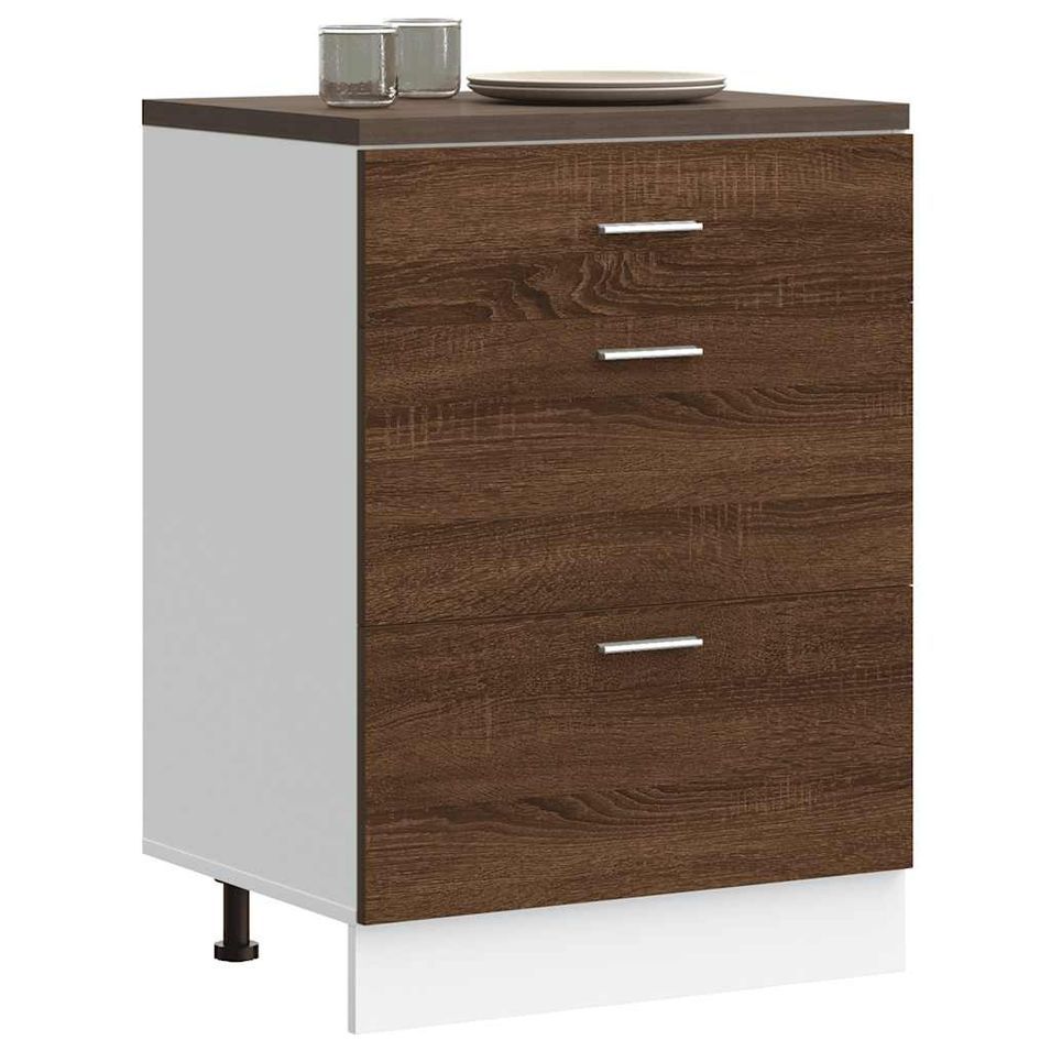 Armoire de cuisine chêne marron bois d'ingénierie - Photo n°1