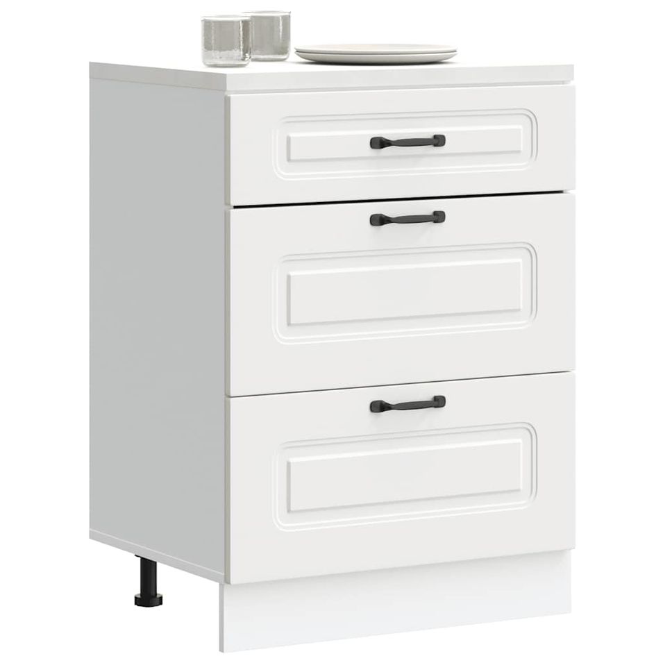 Armoire de cuisine Kalmar blanc bois d'ingénierie - Photo n°1