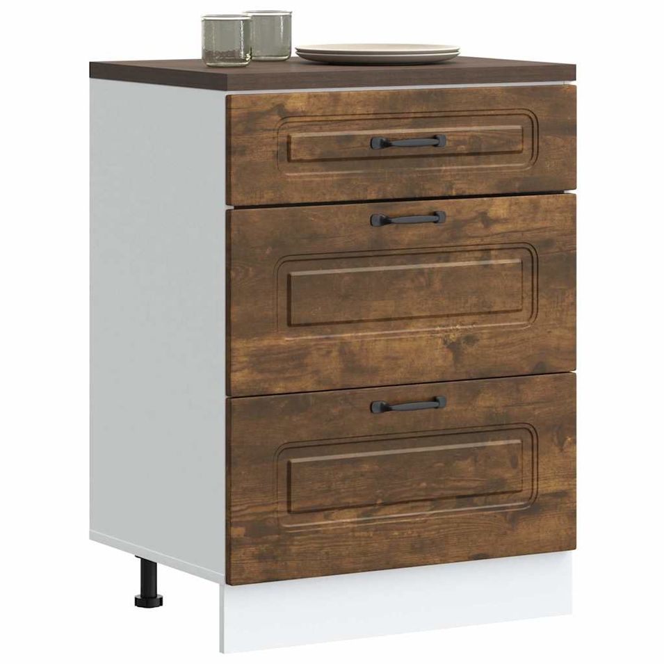 Armoire de cuisine Kalmar chêne fumé bois d'ingénierie - Photo n°1