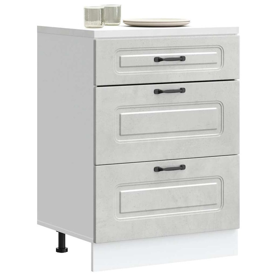 Armoire de cuisine Kalmar gris béton bois d'ingénierie - Photo n°1