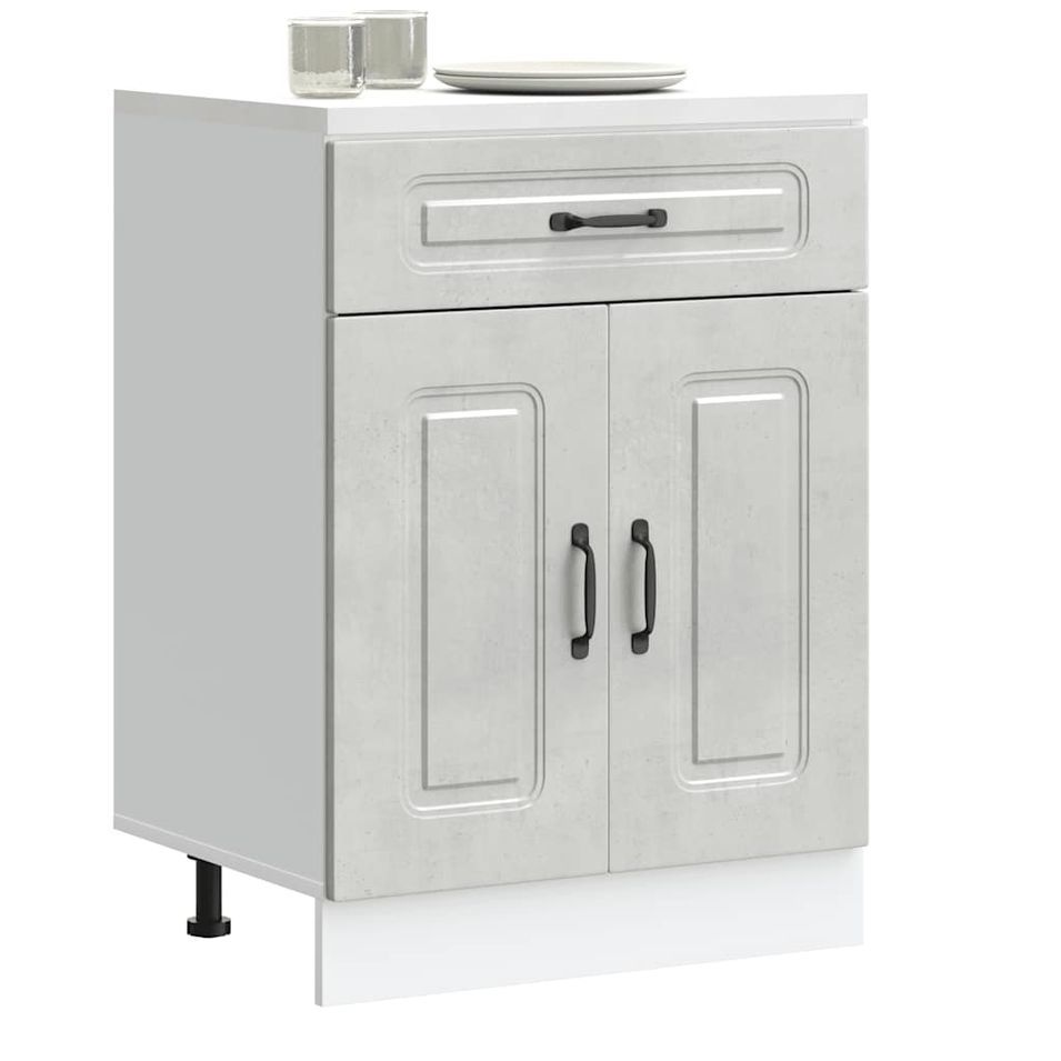 Armoire de cuisine Kalmar gris béton bois d'ingénierie - Photo n°1