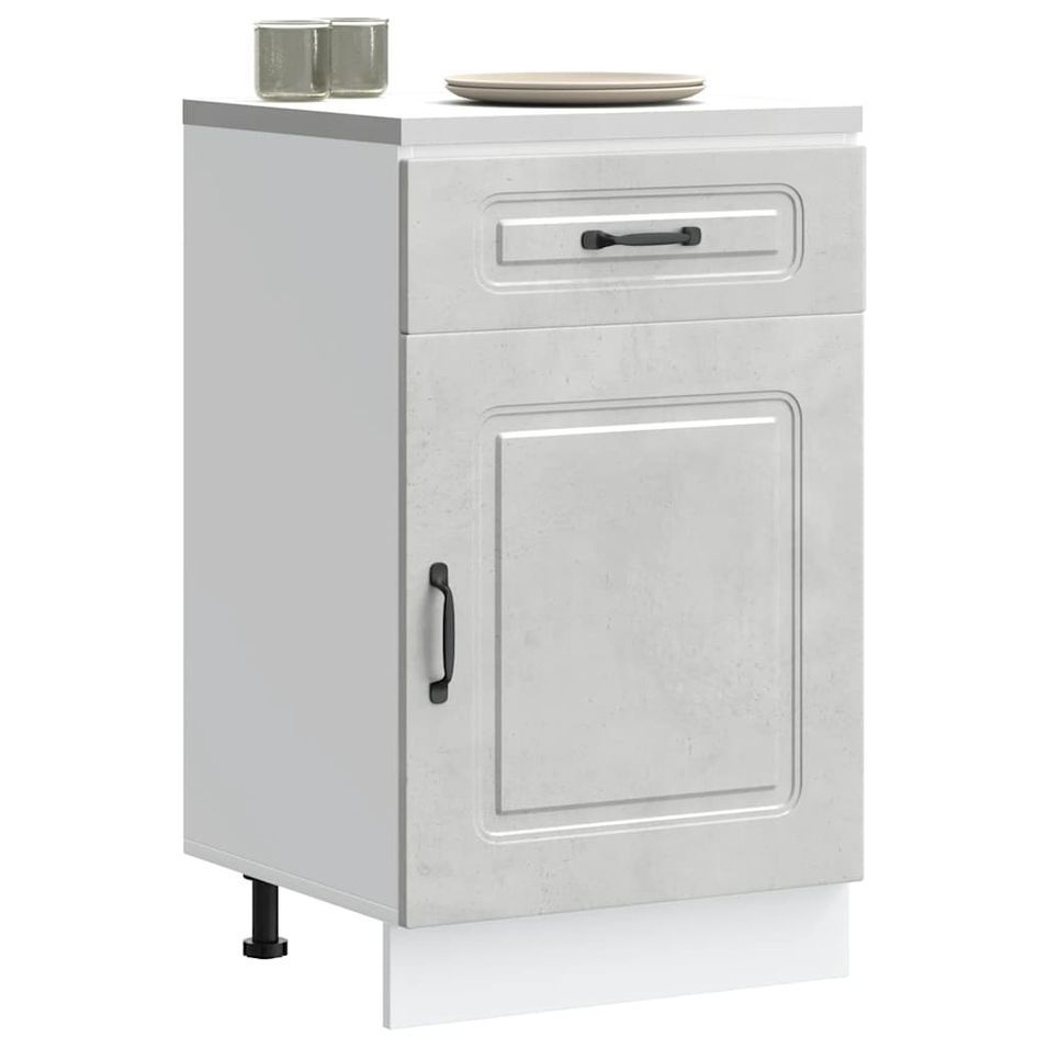 Armoire de cuisine Kalmar gris béton bois d'ingénierie - Photo n°1