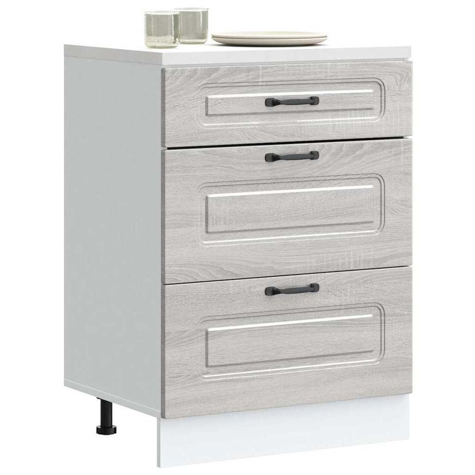 Armoire de cuisine Kalmar sonoma gris bois d'ingénierie - Photo n°1