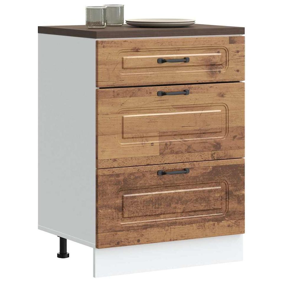 Armoire de cuisine Kalmar vieux bois bois d'ingénierie - Photo n°1