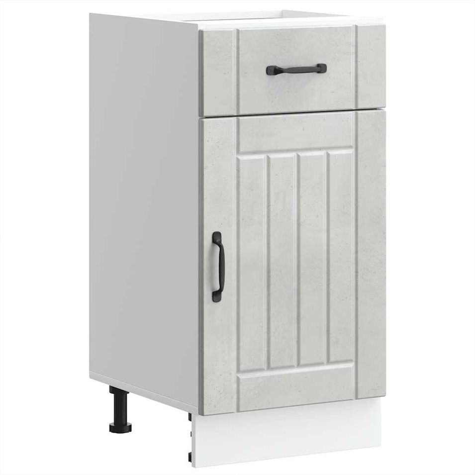 Armoire de cuisine Lucca gris béton bois ingénierie - Photo n°1