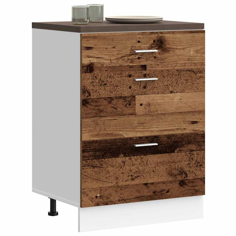 Armoire de cuisine vieux bois bois d'ingénierie - Photo n°1