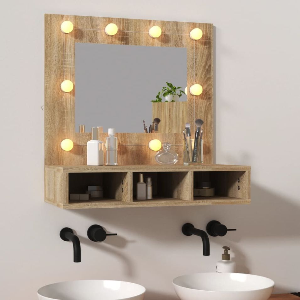 Armoire de miroir avec LED Chêne sonoma 60x31,5x62 cm - Photo n°1