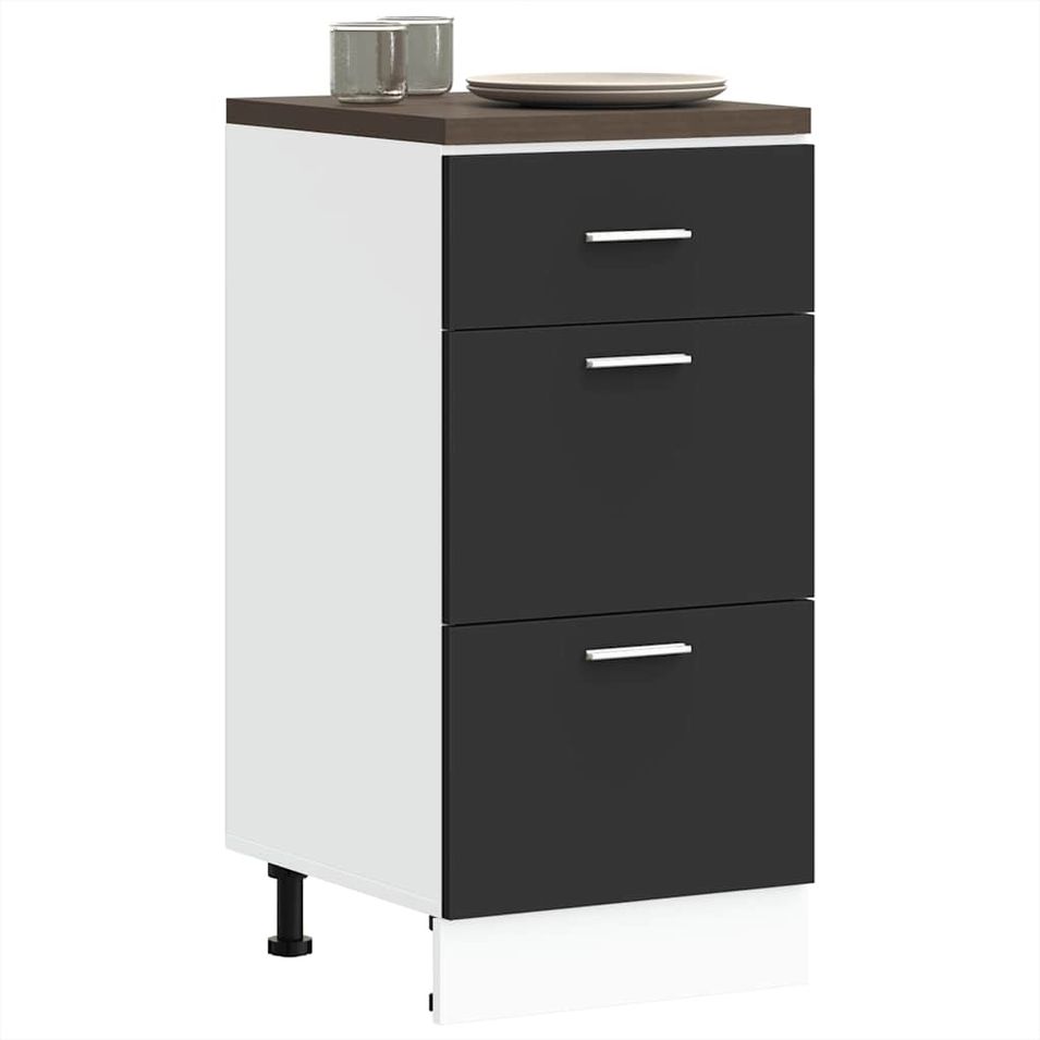Armoire de plancher noir 40x46x81,5 cm bois d'ingénierie - Photo n°1
