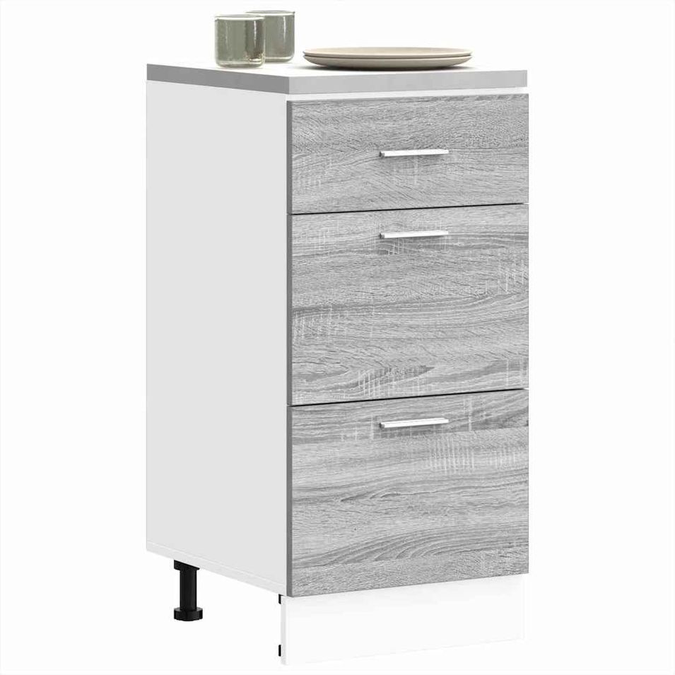Armoire de plancher sonoma gris 40x46x81,5 cm bois d'ingénierie - Photo n°1