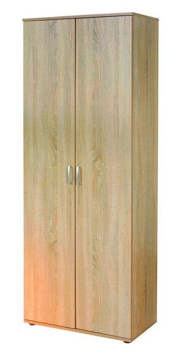 Armoire de rangement 2 portes bois chêne clair Konati - Photo n°1