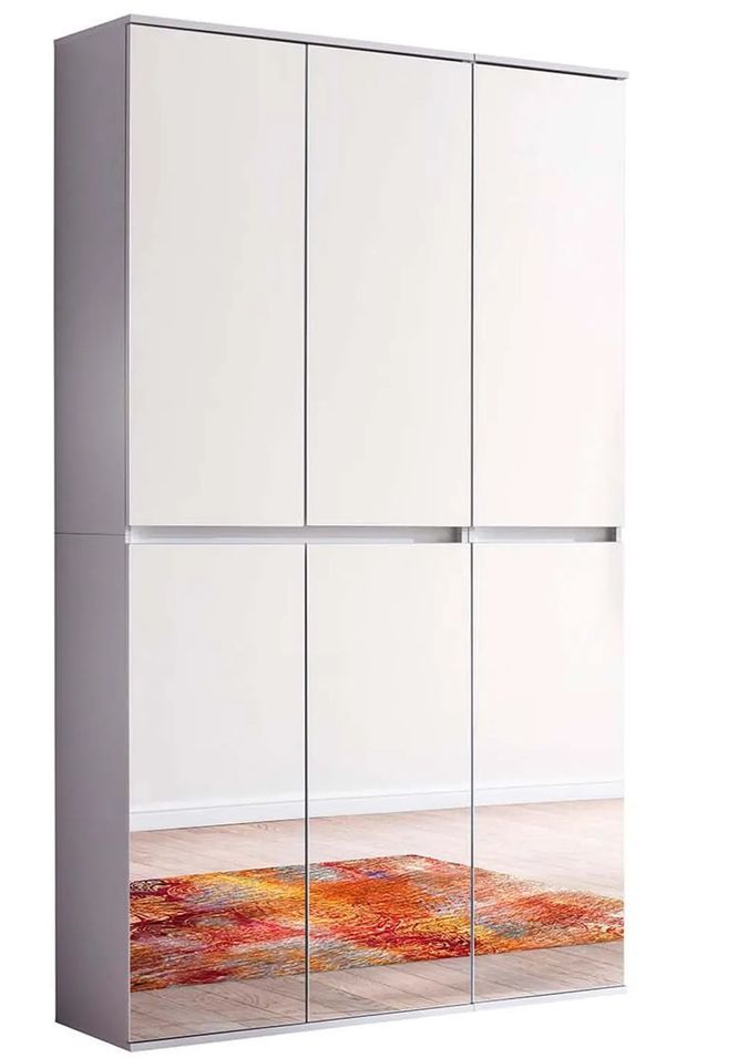 Armoire de rangement 6 portes avec miroir Cartel 111 cm - Photo n°1