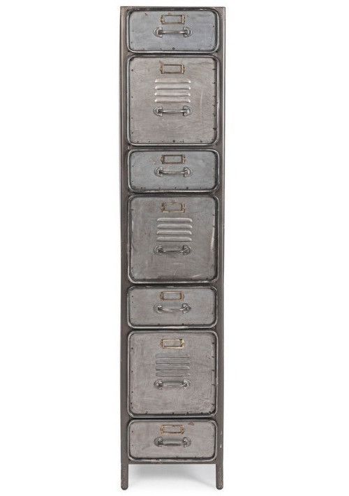Armoire de rangement 7 casiers vintage acier argenté Zaka 34.5 cm - Photo n°1