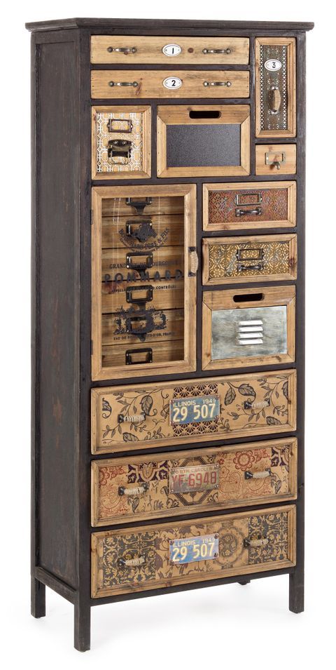 Armoire de rangement bois de pin 12 tiroirs Alane L 66 cm - Photo n°1