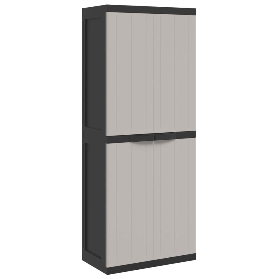 Armoire de rangement d'extérieur gris et noir 65x37x165 cm PP - Photo n°1