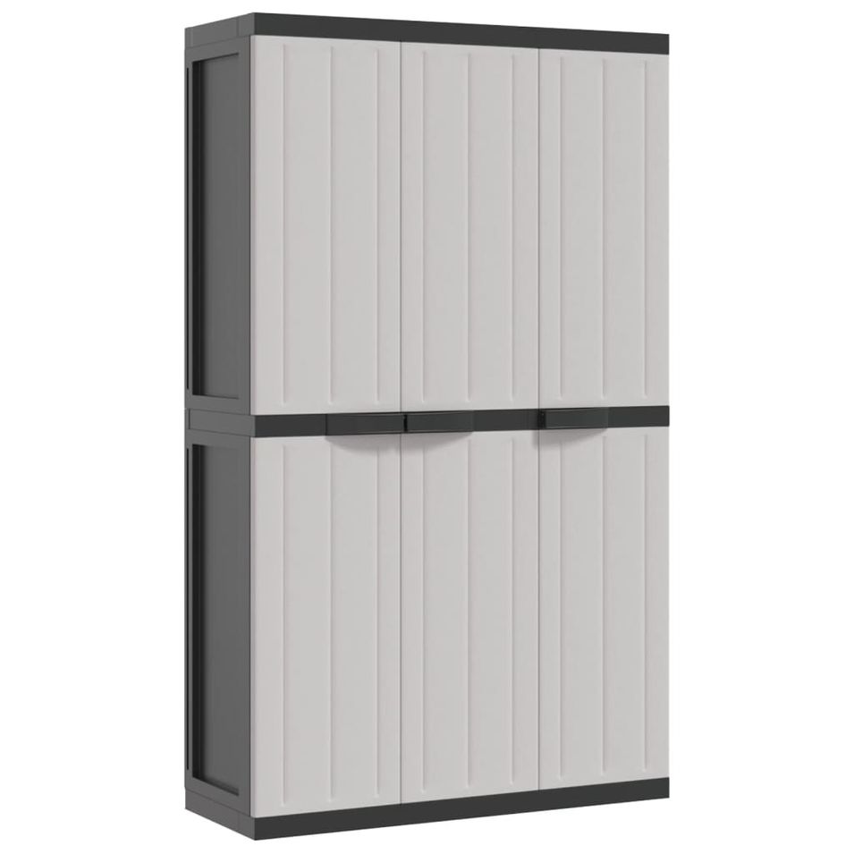 Armoire de rangement d'extérieur gris et noir 97x37x165 cm PP - Photo n°1