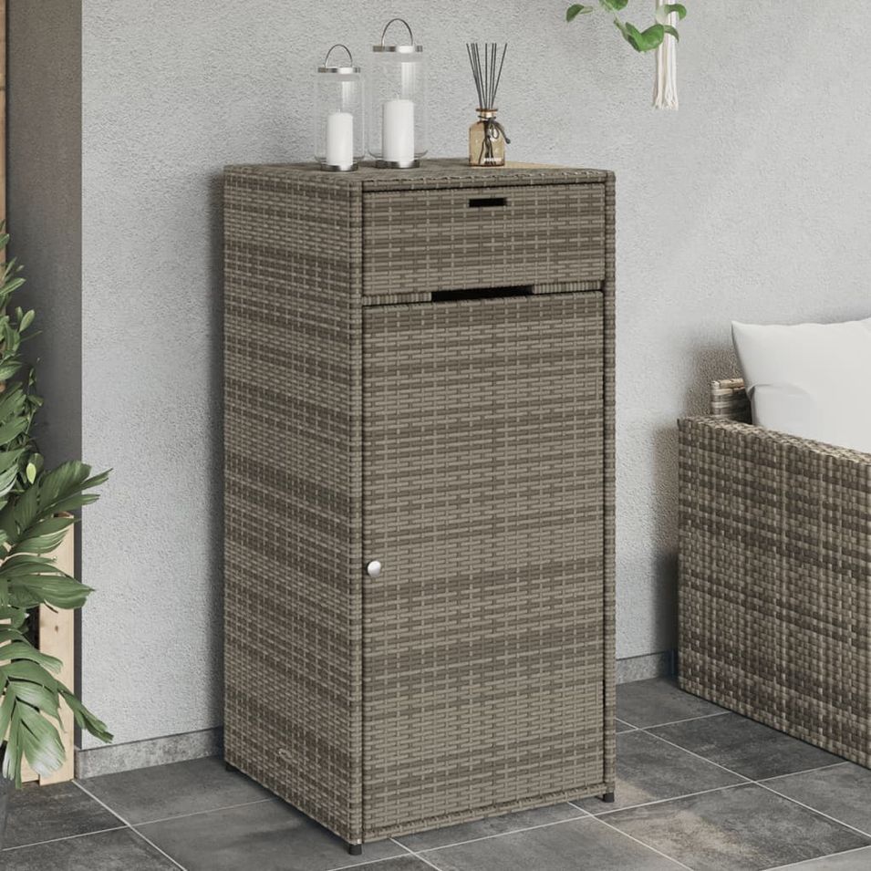 Armoire de rangement de jardin gris 55x55x111 cm résine tressée - Photo n°1