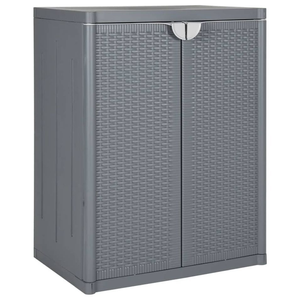 Armoire de rangement de jardin gris 65x45x88 cm PP rotin - Photo n°1