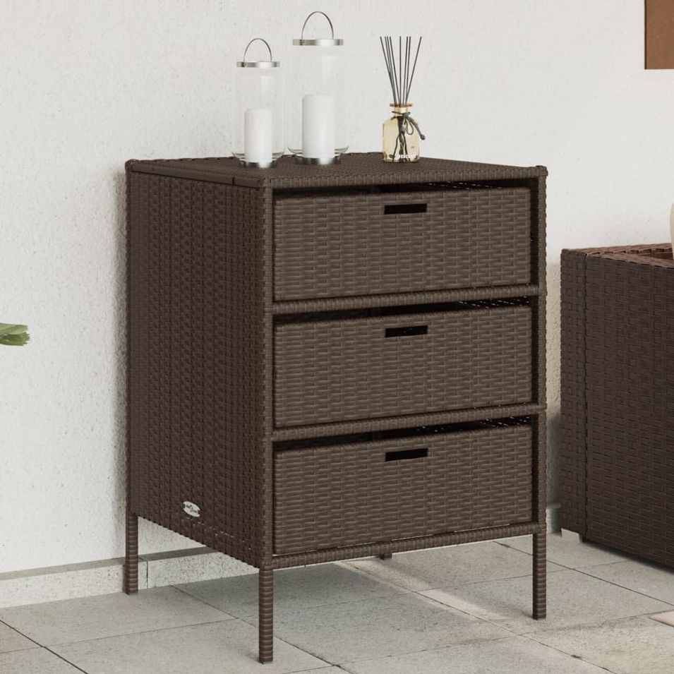 Armoire de rangement de jardin marron 55x59x80cm résine tressée - Photo n°1