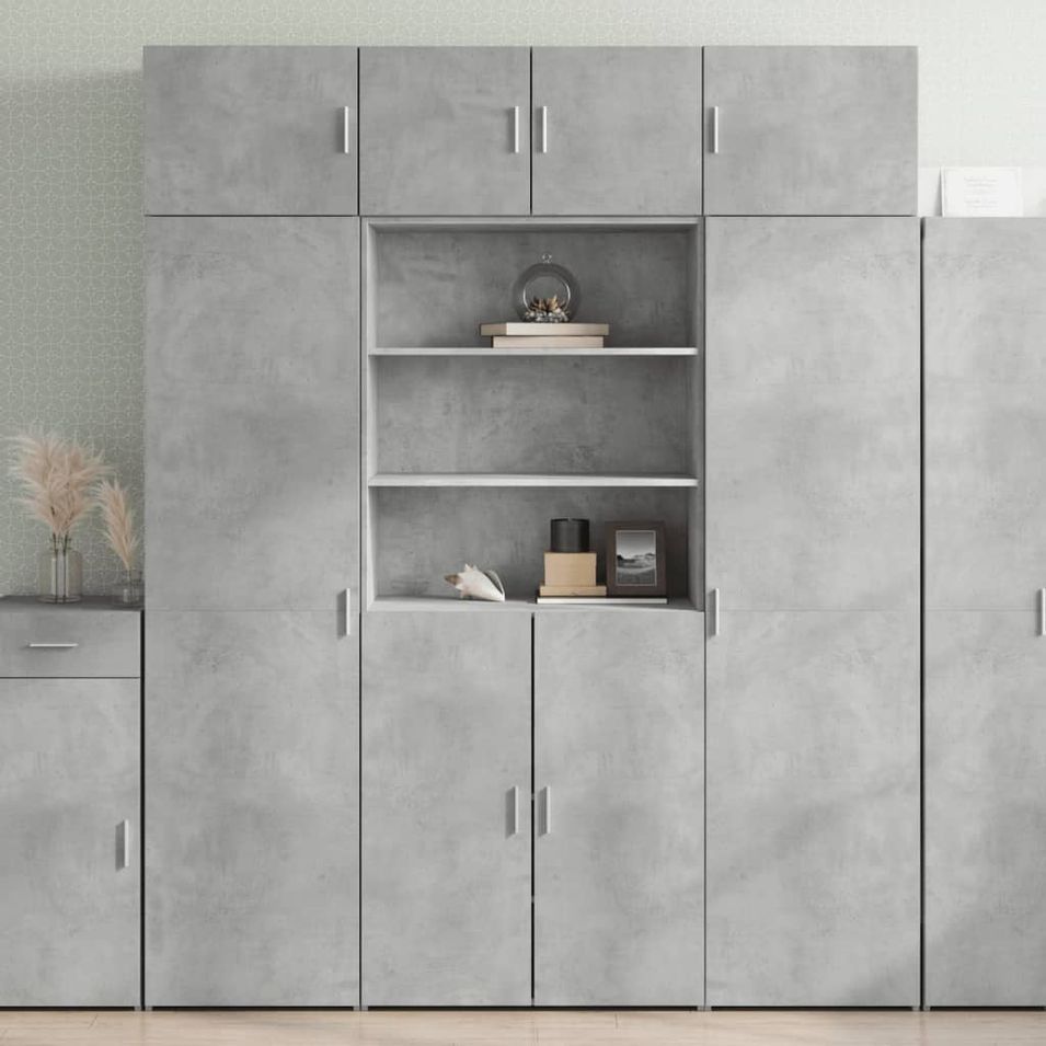Armoire de rangement gris béton 80x42,5x225cm bois d'ingénierie - Photo n°1