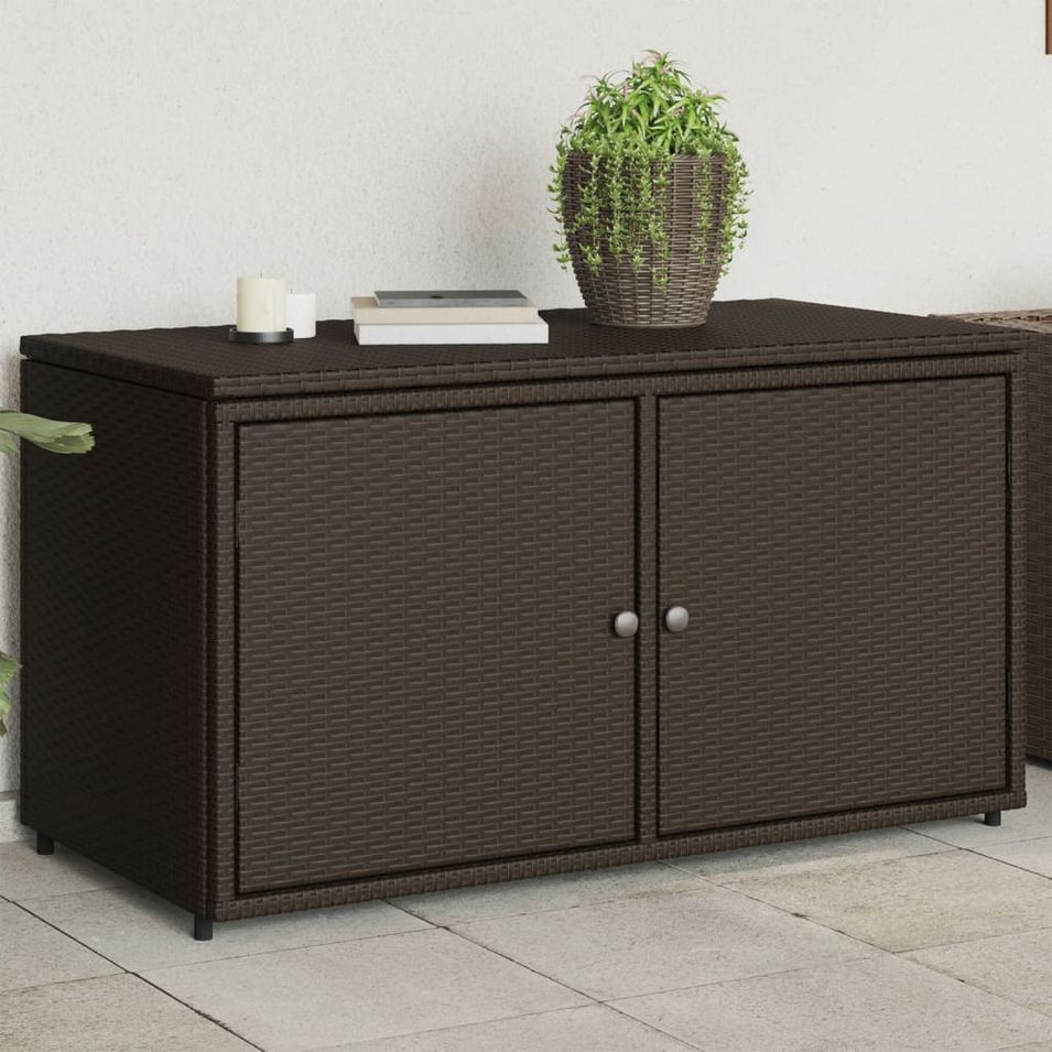 Armoire de rangement jardin marron 110x55x60,5cm résine tressée - Photo n°1