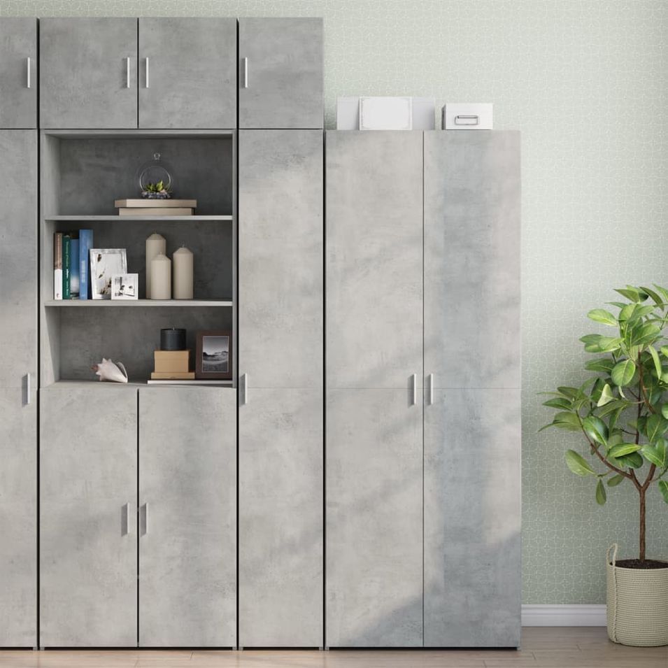 Armoire de rangement mince gris béton 30x42,5x225 cm - Photo n°1