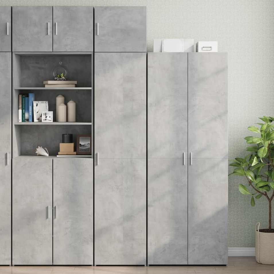 Armoire de rangement mince gris béton 45x42,5x225 cm - Photo n°1