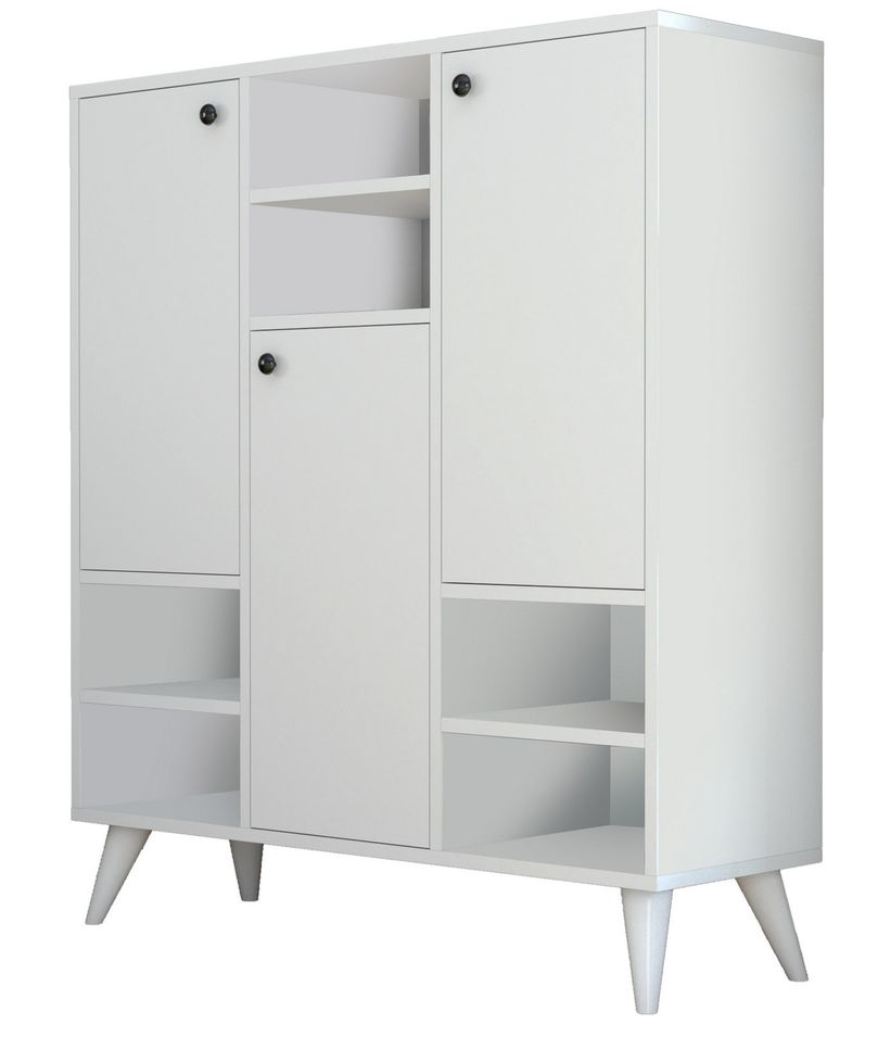 Armoire de rangement polyvalente blanche 3 portes 3 niches Pratika 105 cm - Photo n°1