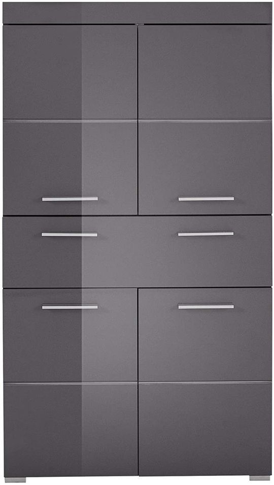 Armoire de salle de bain 2 portes gris brillant Kelia 73 cm - Photo n°1
