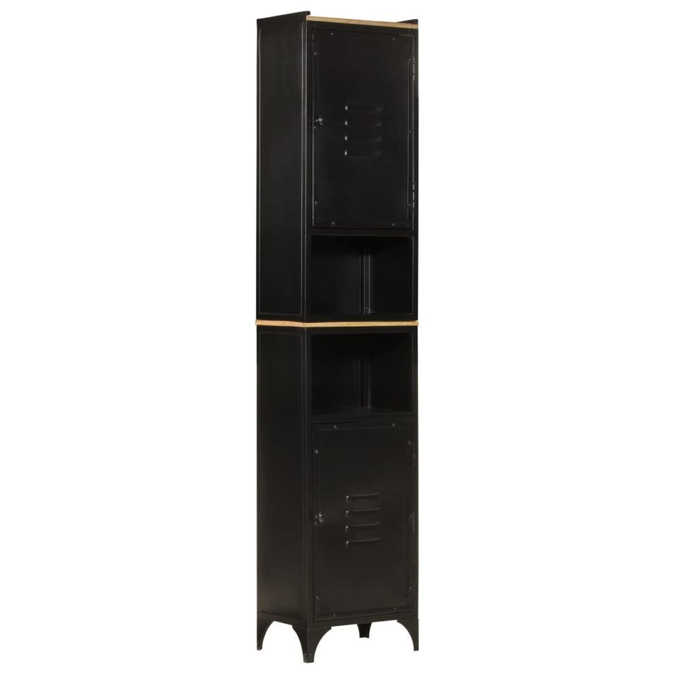 Armoire de salle de bain 40x27x180 cm fer et bois de manguier - Photo n°1