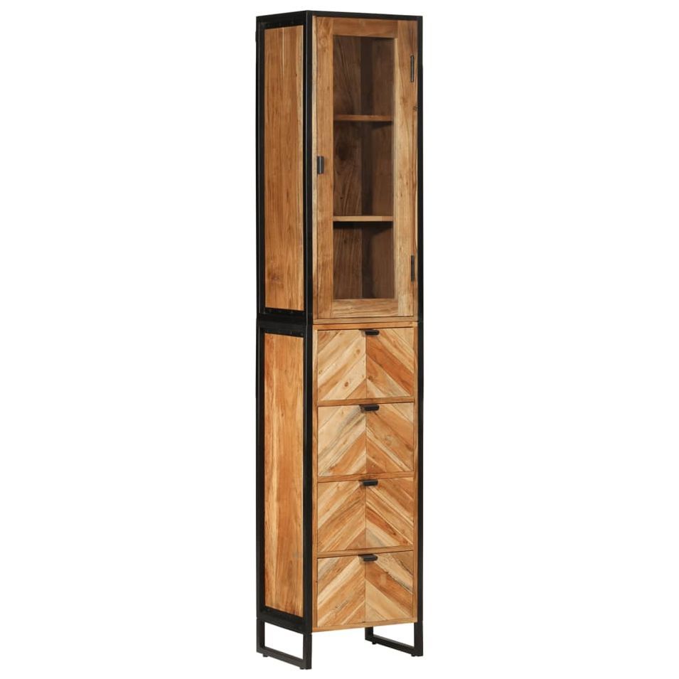 Armoire de salle de bain 40x27x190 cm bois massif d'acacia - Photo n°1