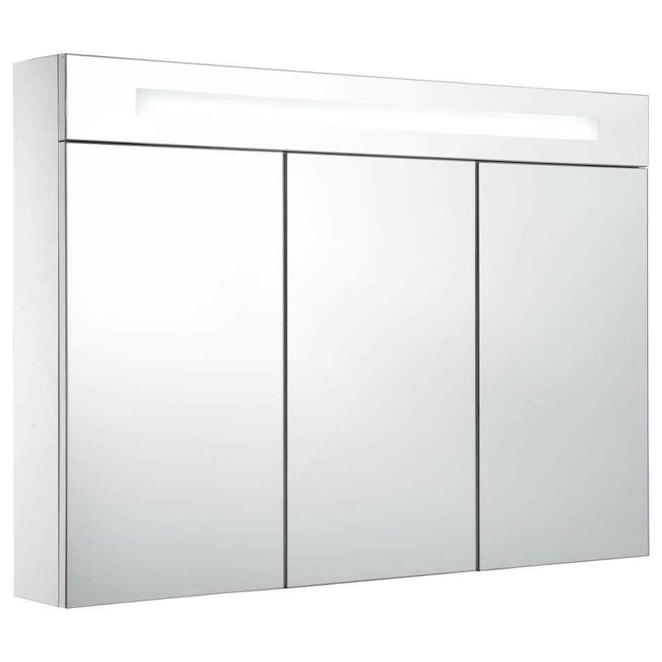 Armoire de salle de bain à miroir LED 88x13x62 cm - Photo n°1