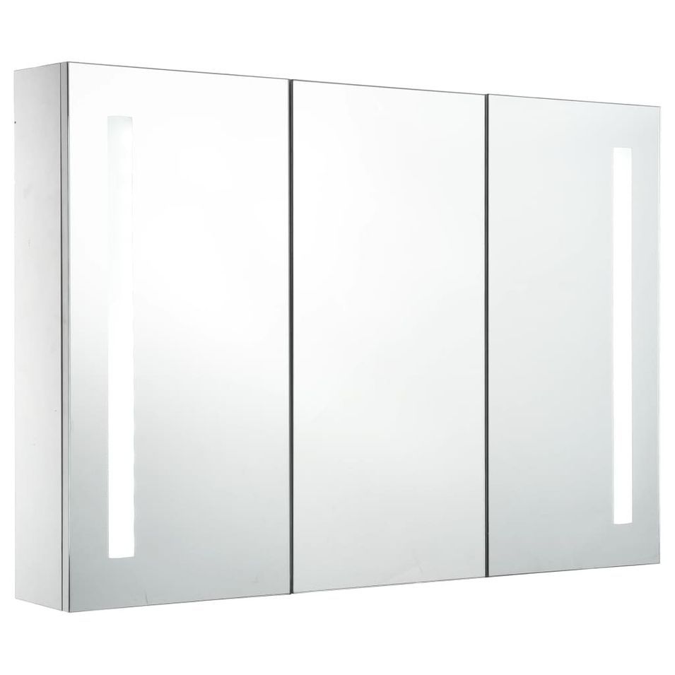 Armoire de salle de bain à miroir LED 89x14x62 cm - Photo n°1
