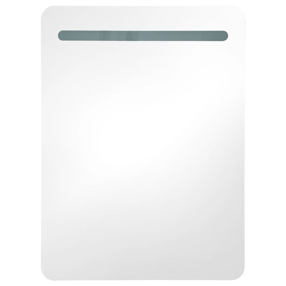 Armoire de salle de bain à miroir LED Blanc brillant 60x11x80cm - Photo n°1