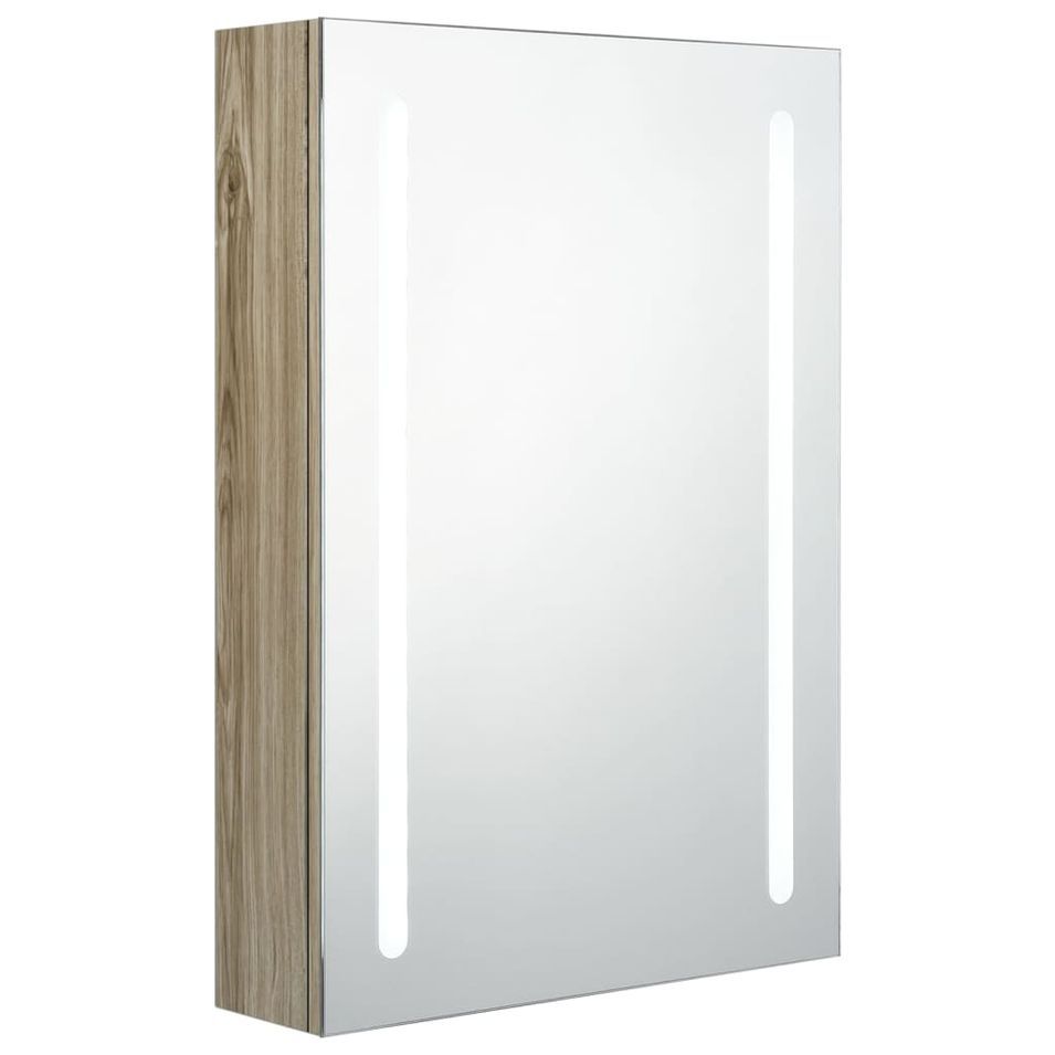 Armoire de salle de bain à miroir LED Chêne 50x13x70 cm 2 - Photo n°1