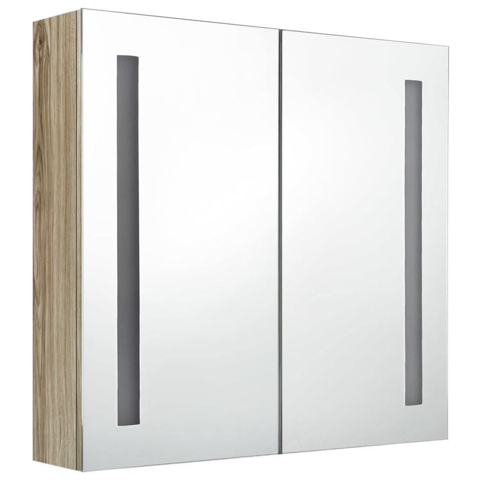 Armoire de salle de bain à miroir LED Chêne 62x14x60 cm - Photo n°1