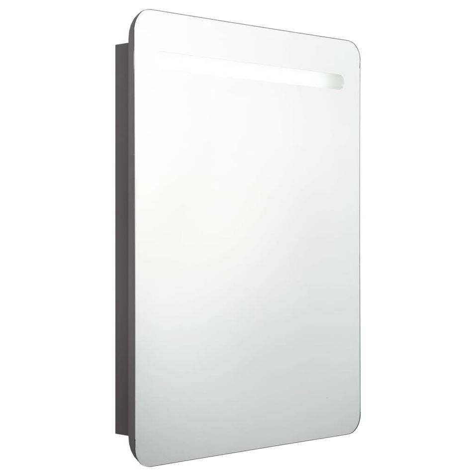 Armoire de salle de bain à miroir LED Gris 60x11x80 cm - Photo n°1