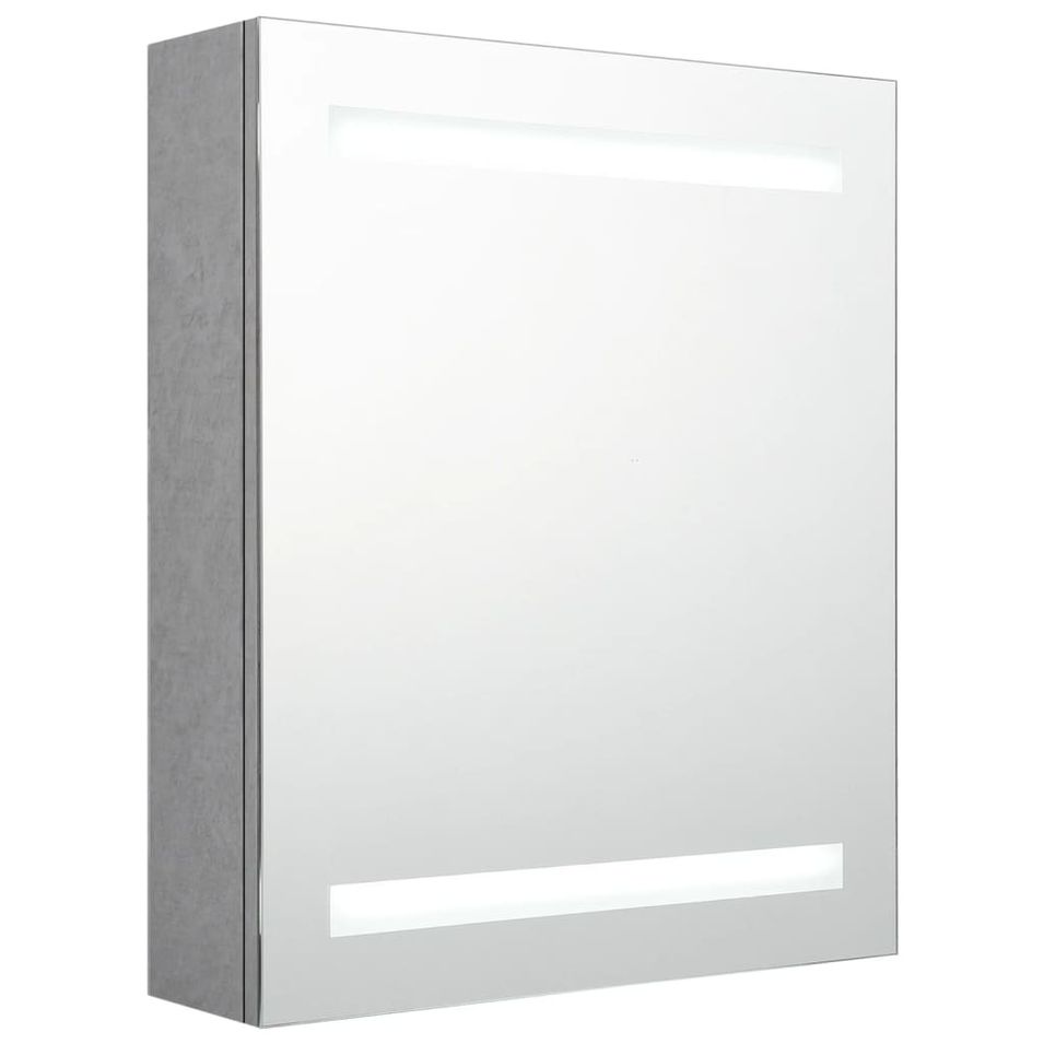 Armoire de salle de bain à miroir LED Gris béton 50x14x60 cm - Photo n°1