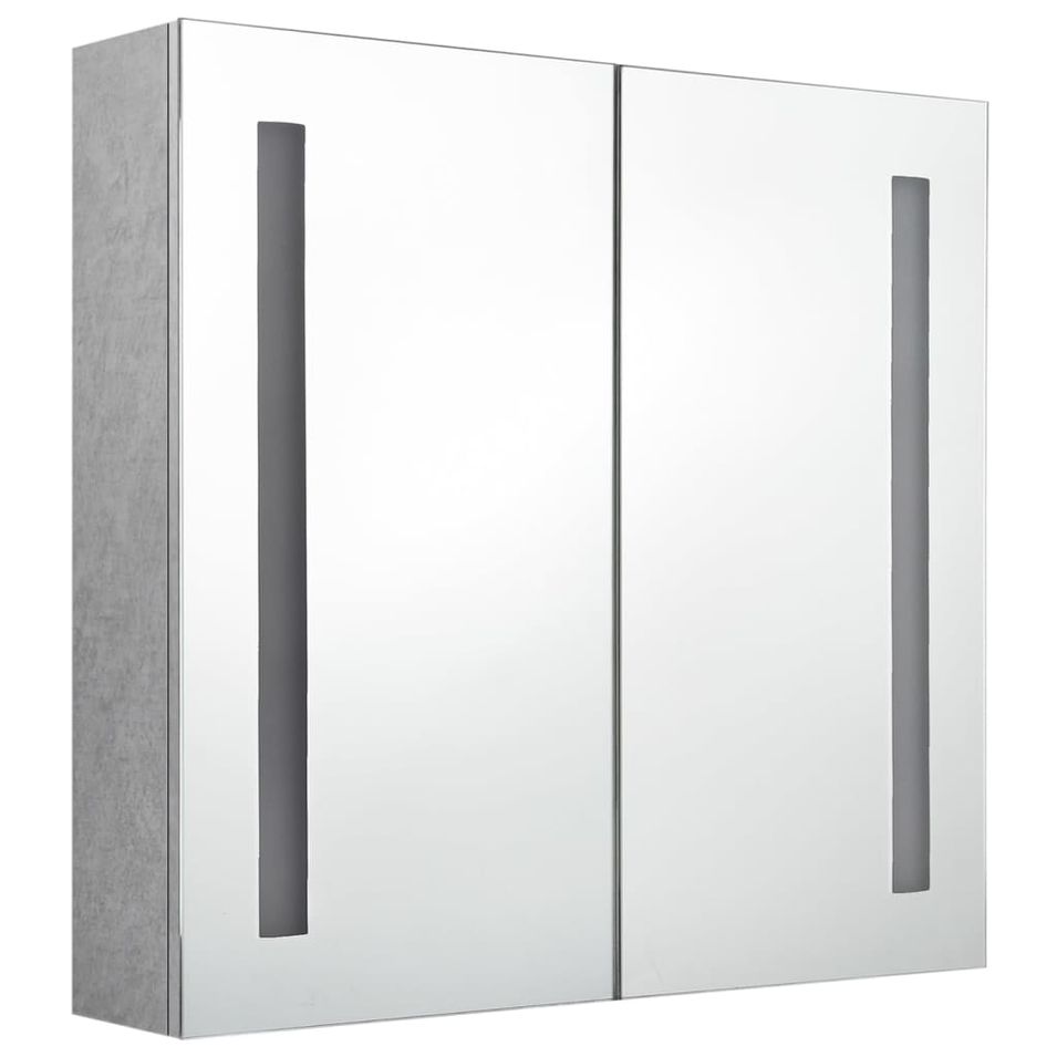 Armoire de salle de bain à miroir LED Gris béton 62x14x60 cm - Photo n°1