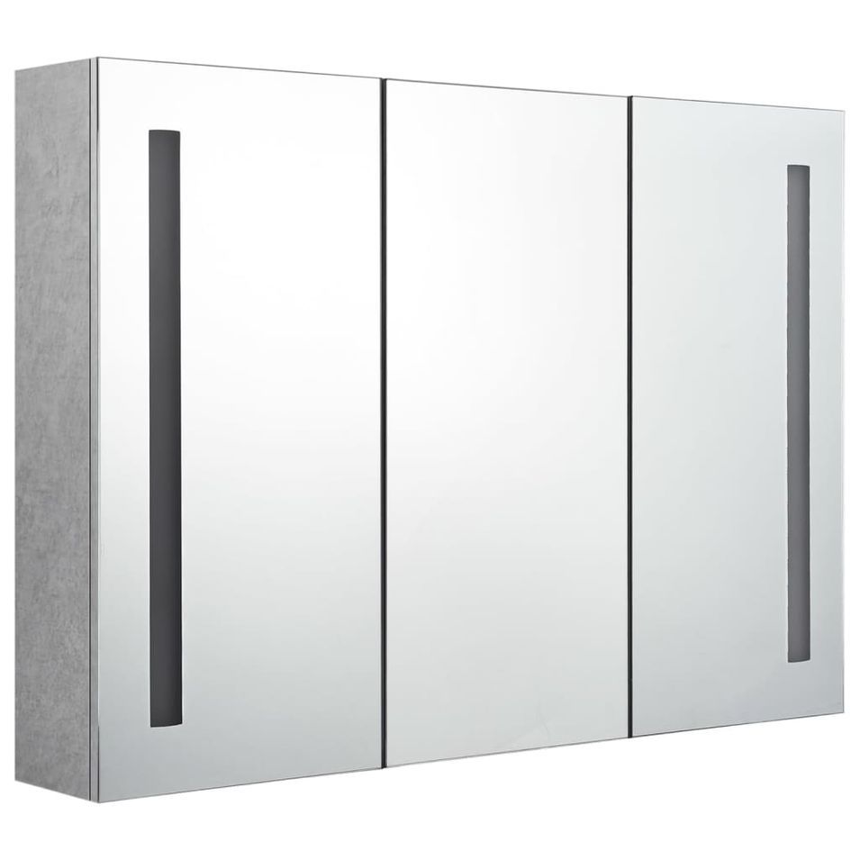 Armoire de salle de bain à miroir LED Gris béton 89x14x62 cm - Photo n°1