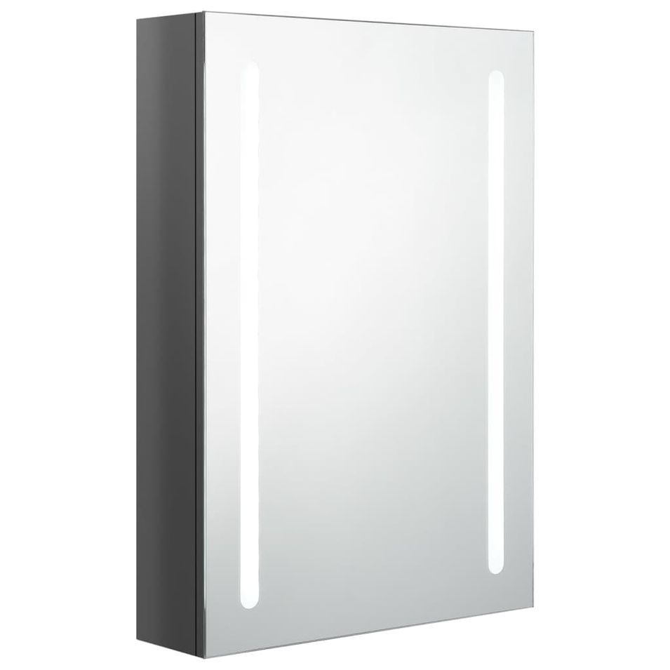 Armoire de salle de bain à miroir LED Gris brillant 50x13x70 cm - Photo n°1