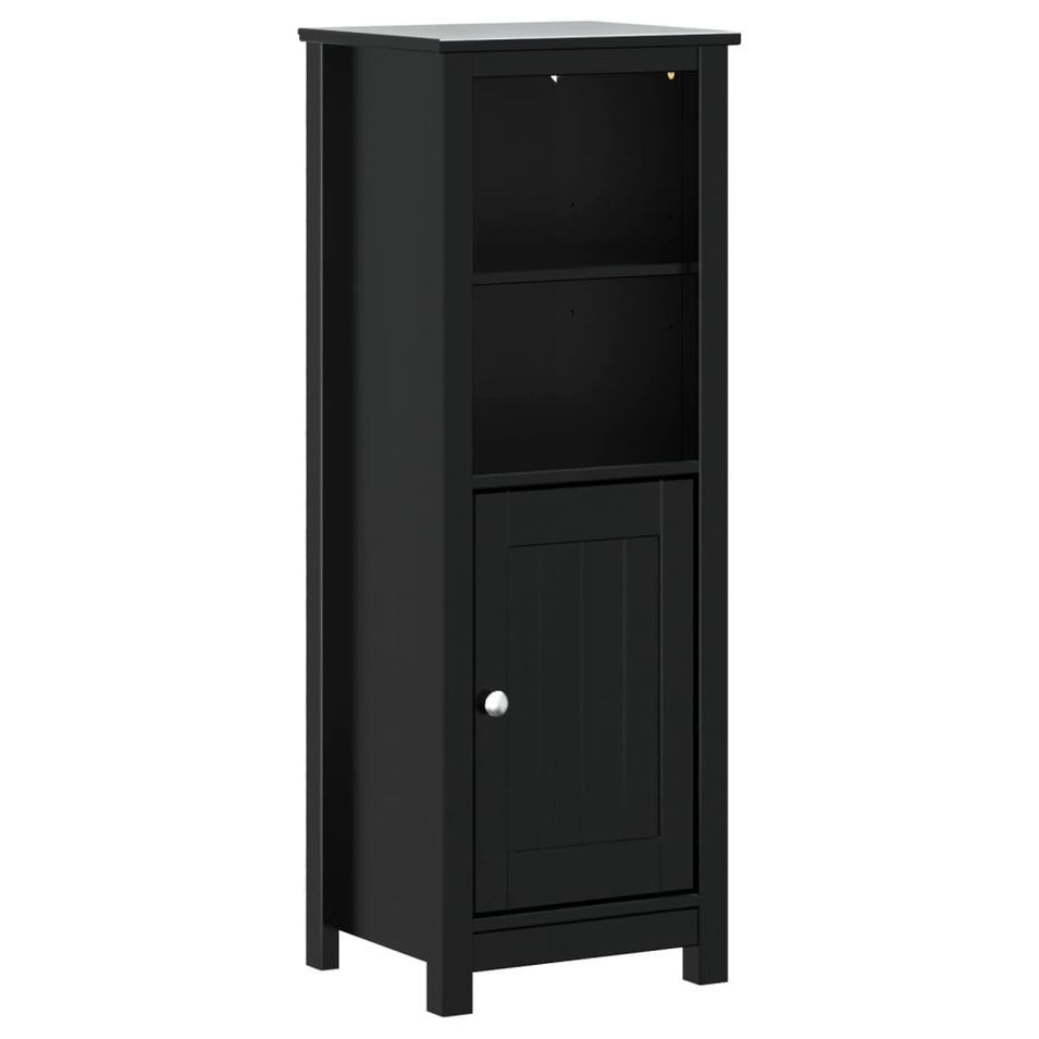Armoire de salle de bain BERG noir 40x34x110 cm pin massif - Photo n°1